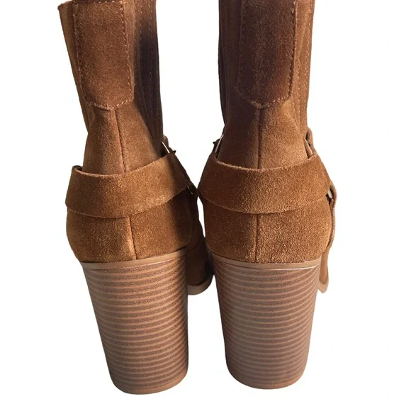 Aldo Suede Booties Brends Buckle Detail Brown Suede Size 10 EUC Worn Once - Picture 7 of 12